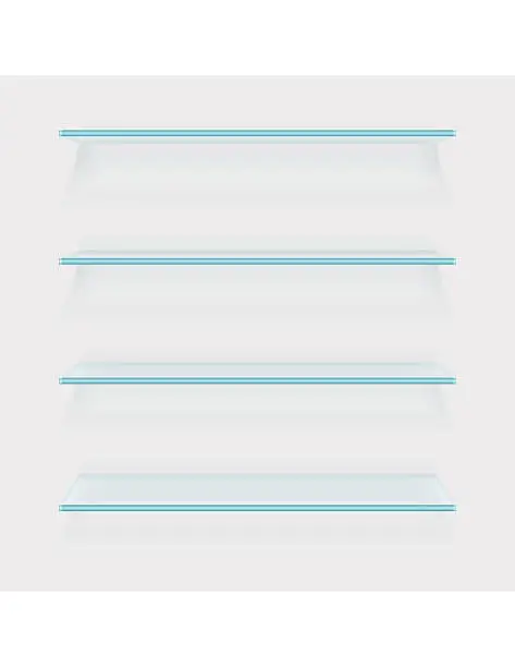 Vector illustration of Four glass shelves on white background