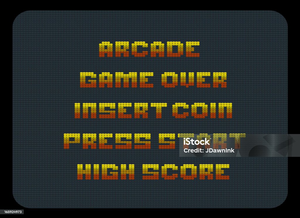Vidéo d'arcade classique mots à écran plat - clipart vectoriel de Écran d'ordinateur libre de droits