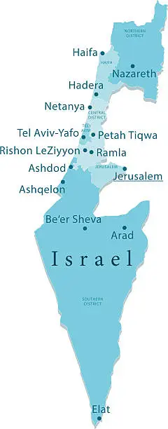 Vector illustration of Israel Vector Map Regions Isolated