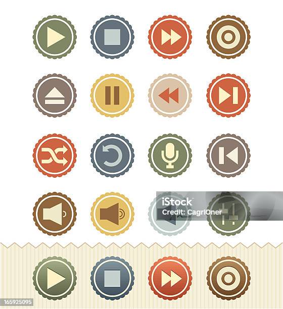 Media Player Icons Vintage Badge Series Stock Illustration - Download Image Now - Fast Forward Symbol, 1950-1959, Audio Electronics