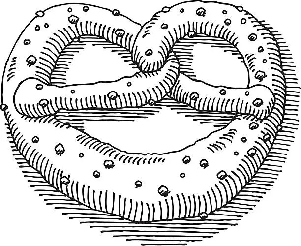 Vector illustration of Bavarian Pretzel Drawing