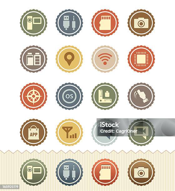 Smartphone Icons Vintage Badge Series Stock Illustration - Download Image Now - Store, 1950-1959, Badge