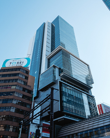 Shibuya modern architecture, Tokyo Japan, including Hikarie building and many other skycrapers