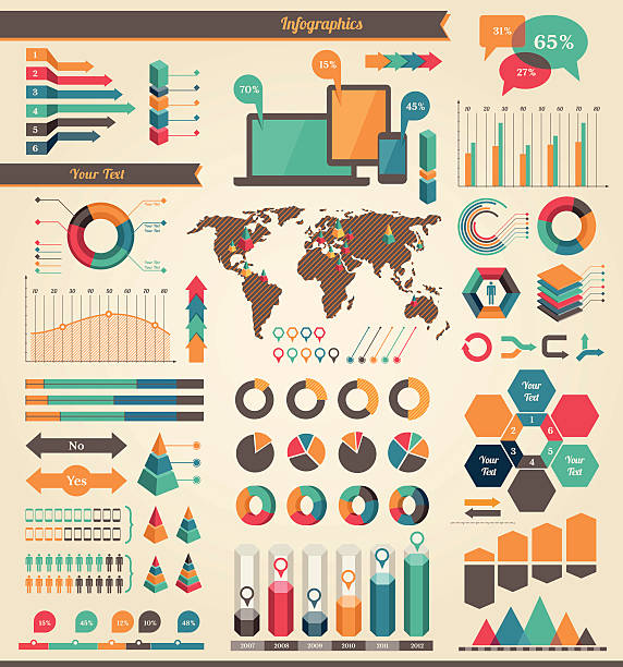 Infographic Elements Reference file for map is: http://www.lib.utexas.edu/maps/world_maps/time_zones_ref_2008.pdf double arrow chart stock illustrations