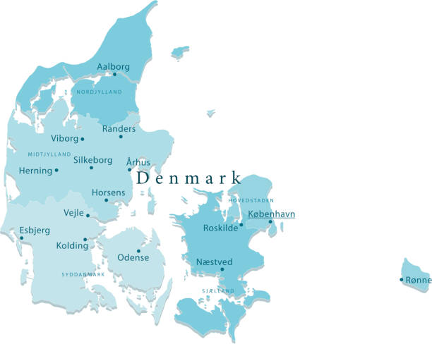 dänemark vektor-karte regionen isoliert - esbjerg stock-grafiken, -clipart, -cartoons und -symbole