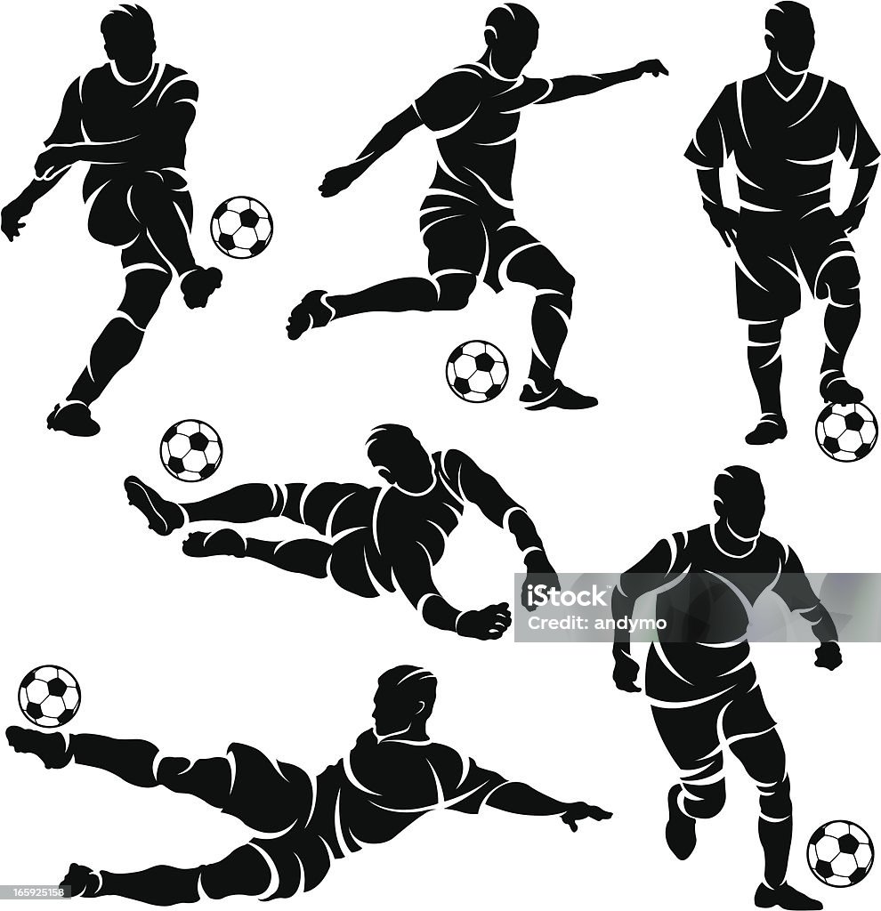 Silhouettes of soccer / football players Soccer stock vector