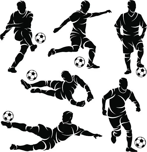 Vector illustration of Silhouettes of soccer / football players