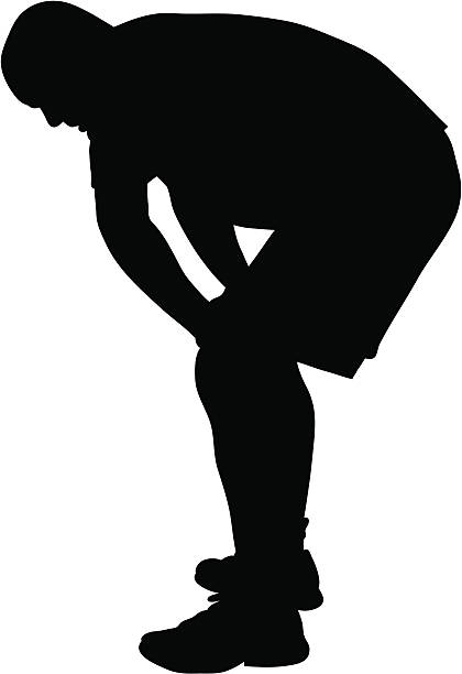 Recovery Silhouette A silhouette of a man resting and recovering from exercise. exhaustion stock illustrations
