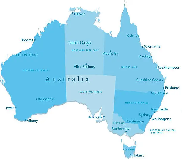 Vector illustration of Australia Vector Map Regions Isolated