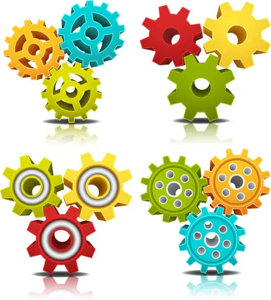 Vector illustration of Colorful Gears Collection
