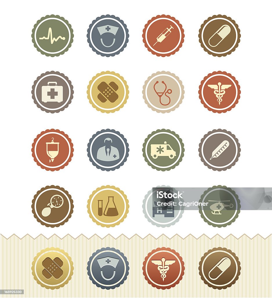 Icônes :  Santé et médical Badge Vintage série - clipart vectoriel de Badge libre de droits