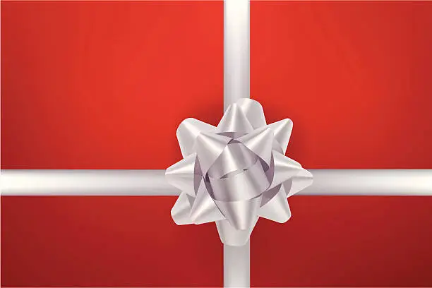 Vector illustration of Silver Bow Red Background
