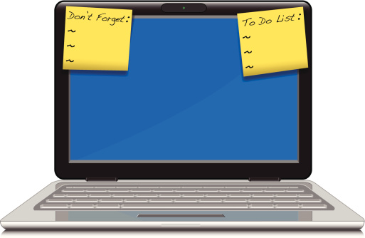 Computer Reminder Notes Computer Laptop With Reminder Notes Stock Illustration - Download Image ...