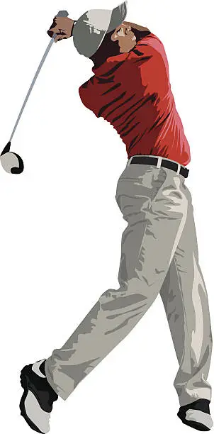 Vector illustration of Golfer Swinging Club