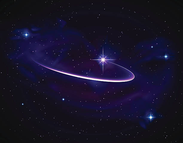 Vector Shooting Star with Elliptic Light Trail  star trail stock illustrations