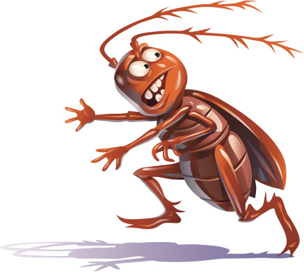 Illustration of a fleeing, scared bug isolated on white. EPS 8. 