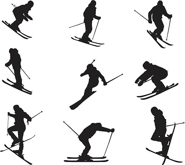 illustrazioni stock, clip art, cartoni animati e icone di tendenza di sci - sciatore velocità