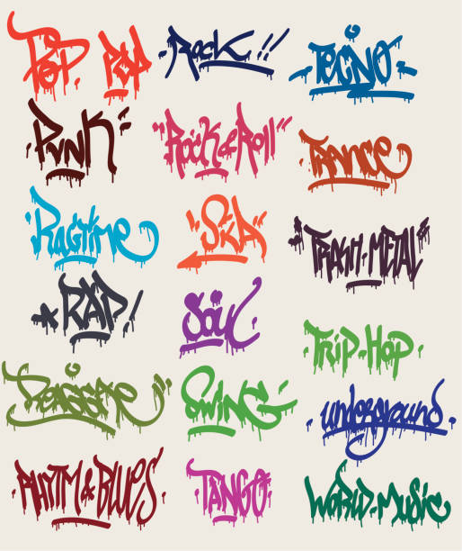 Graffiti tags graffiti tags, music style types ska stock illustrations