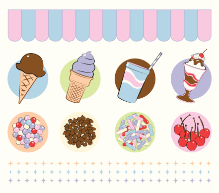 Dessert Icons: Ice Cream and Toppings - Ai CS5, PDF and 300dpi JPG included.