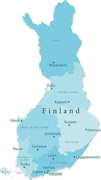 Vector illustration of Finland Vector Map Regions Isolated