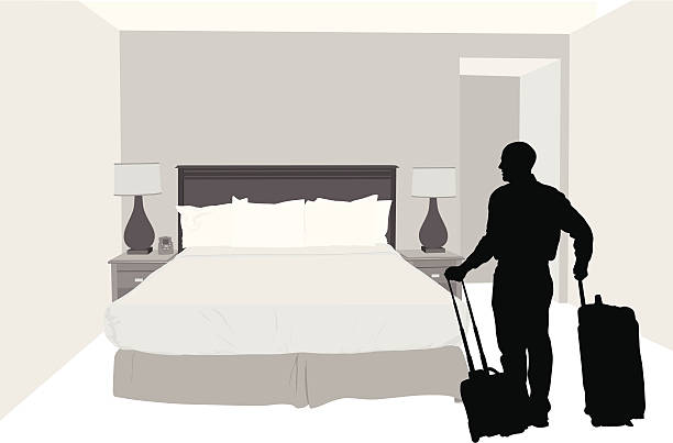 バケーション - hotel bed silhouette travel点のイラスト素材／クリップアート素材／マンガ素材／アイコン素材