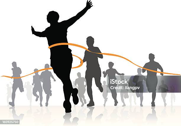 Running Competition Stock Illustration - Download Image Now - Running, Marathon, In Silhouette