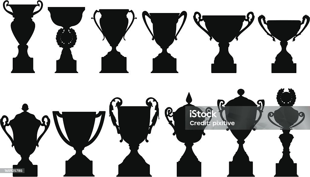 Sports trophies silhouettes Set of design elements - Sports trophies Silhouettes. Trophy - Award stock vector