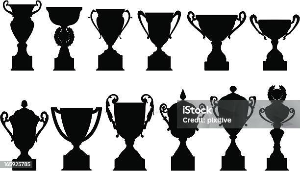 Sports Trophies Silhouettes Stock Illustration - Download Image Now - Trophy - Award, Cup, In Silhouette