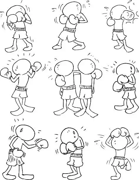 Vector illustration of Faceless Boxing Characters