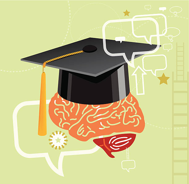 Graduation and Brain Illustration Graduation and Brain.  junior high stock illustrations