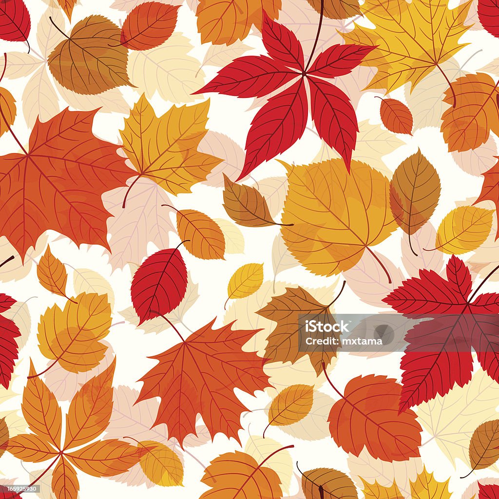 秋の落ち葉シームレスなパターン - 秋のロイヤリティフリーベクトルアート