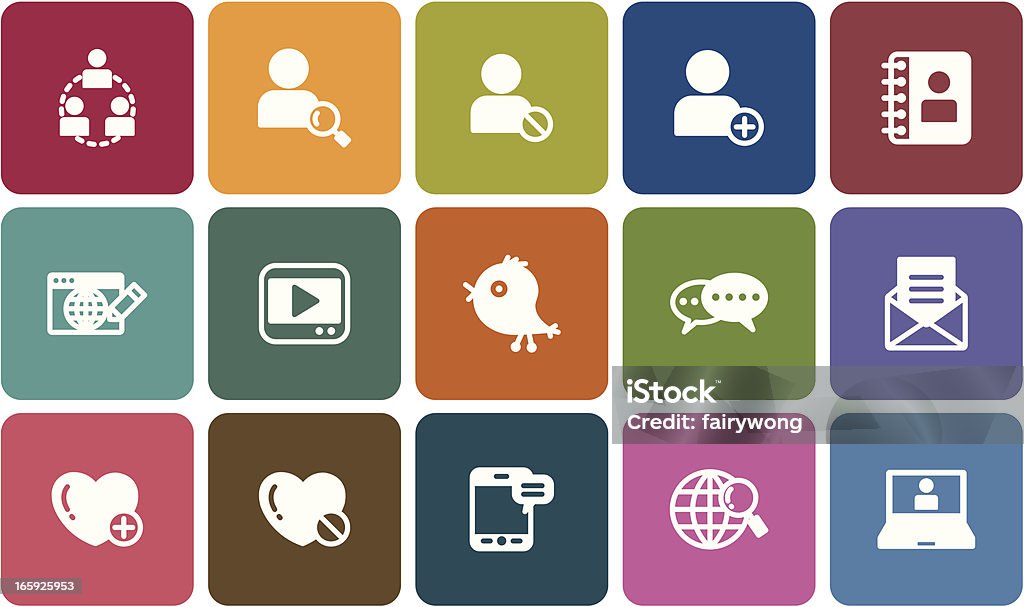 Kommunikation und social-media-icon-set - Lizenzfrei Bloggen Vektorgrafik