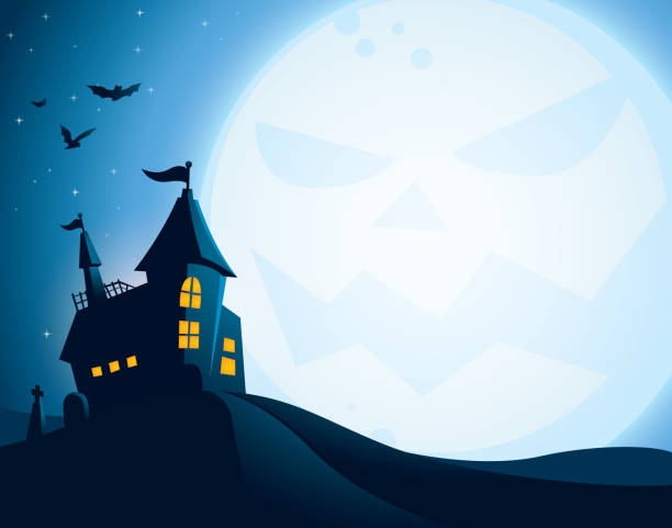 ハロウィーンの背景 - halloween castle cartoon backgrounds点のイラスト素材／クリップアート素材／マンガ素材／アイコン素材