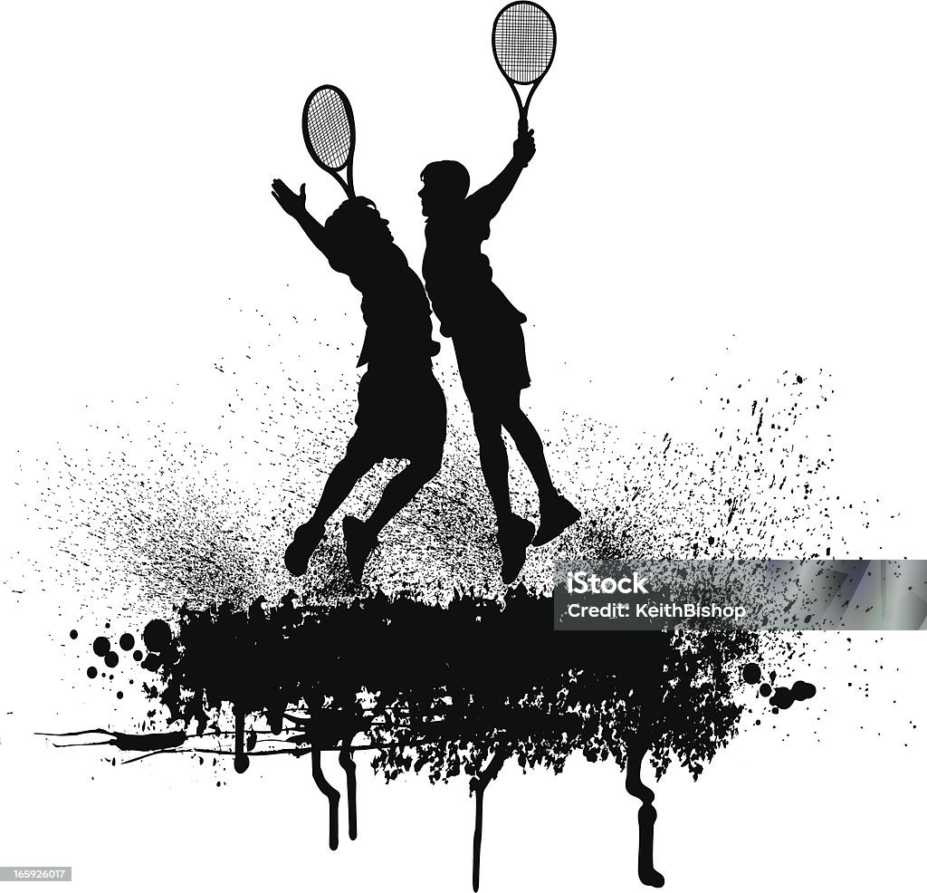 Equipo de tenis masculino de Celebración de victoria - arte vectorial de Tenis libre de derechos