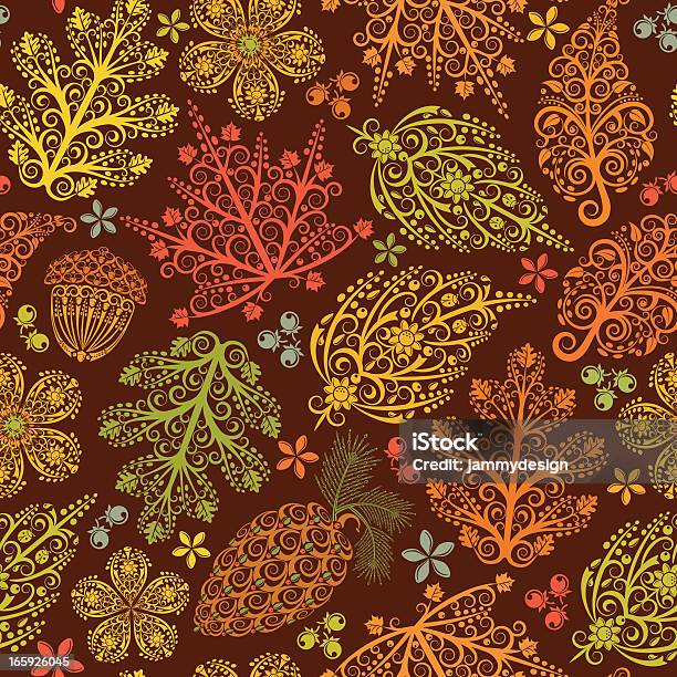 Folhas De Outono Sem Costura Padrão - Arte vetorial de stock e mais imagens de Outono - Outono, Cair, Flor