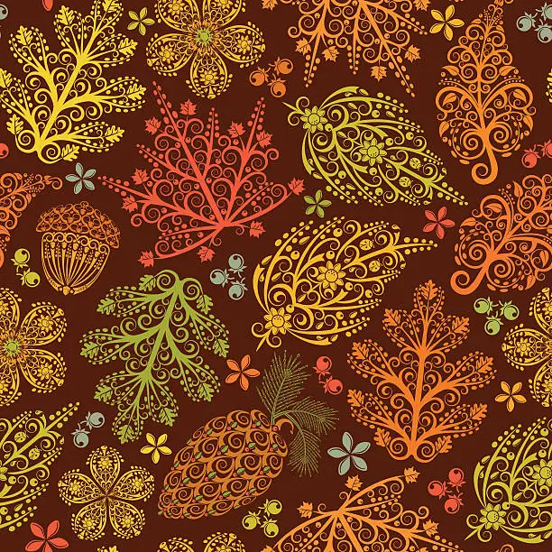 Vector illustration of Autumn Leaves Seamless Pattern