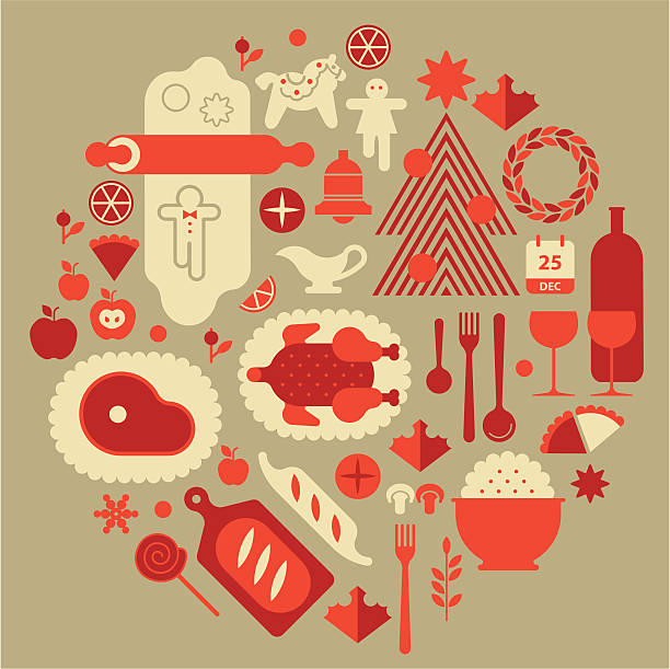 ilustrações de stock, clip art, desenhos animados e ícones de natal alimentos - natal comida