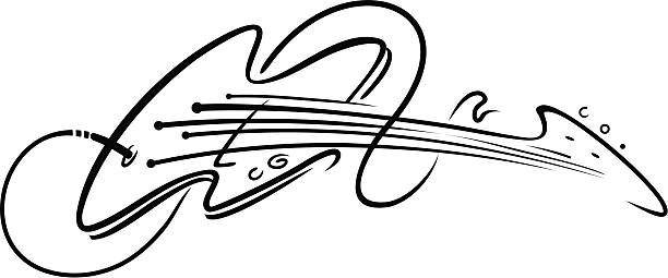 guitar outline figure guitar in the style sketches guitar drawings stock illustrations