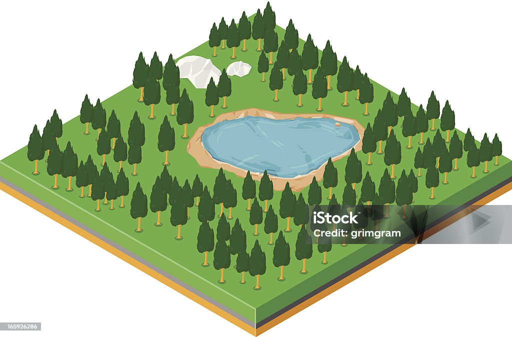 Isométrique forêt - clipart vectoriel de Perspective isométrique libre de droits