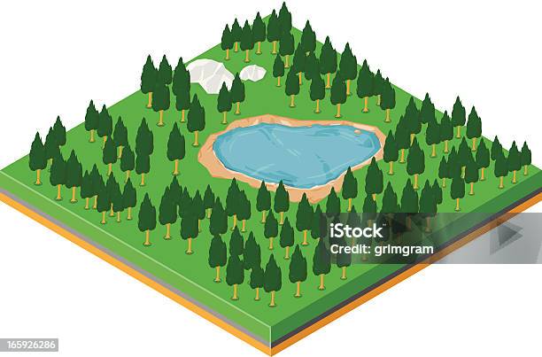 アイソメトリック林 - 投影図のベクターアート素材や画像を多数ご用意 - 投影図, 森林, 湖