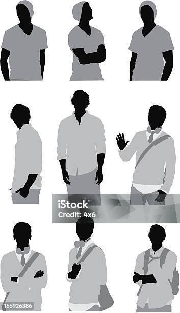 Silhouette Of Men In Different Poses Stock Illustration - Download Image Now - Adult, Adults Only, Arms Crossed
