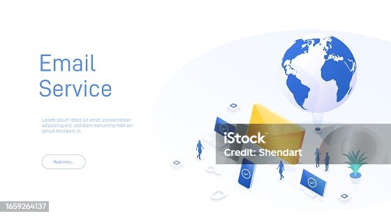 istock Email service concept. Electronic mail messageas part of business marketing. Webmail or mobile service layout for website landing header. Newsletter sending background. Isometric vector illustration 1659264137