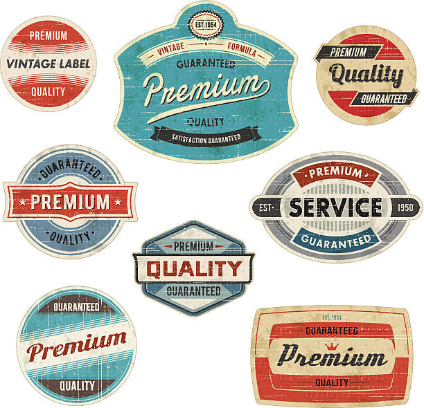 Vintage Labels Set of vintage labels. EPS 10 file with transparencies. Scratches and stains can be removed.File is grouped and layered with global colors.Only gradients used. Hi-res jpeg included.More works like this linked bellow. 1950 stock illustrations