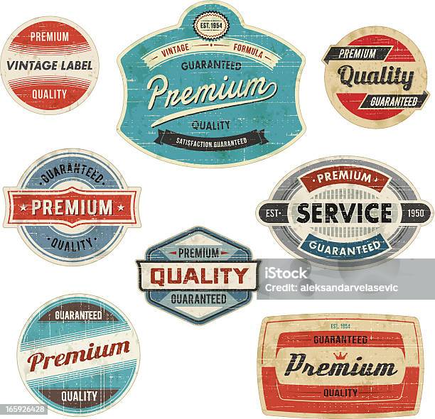 Vintage Labels Stock Illustration - Download Image Now - Retro Style, Old-fashioned, 1950-1959
