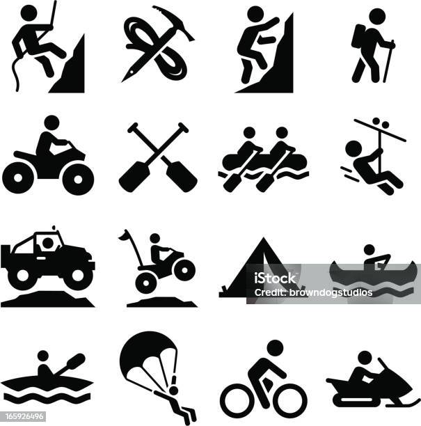 Adventure Sports Icons Black Series Stock Illustration - Download Image Now - Icon Symbol, Climbing, Mountain Climbing