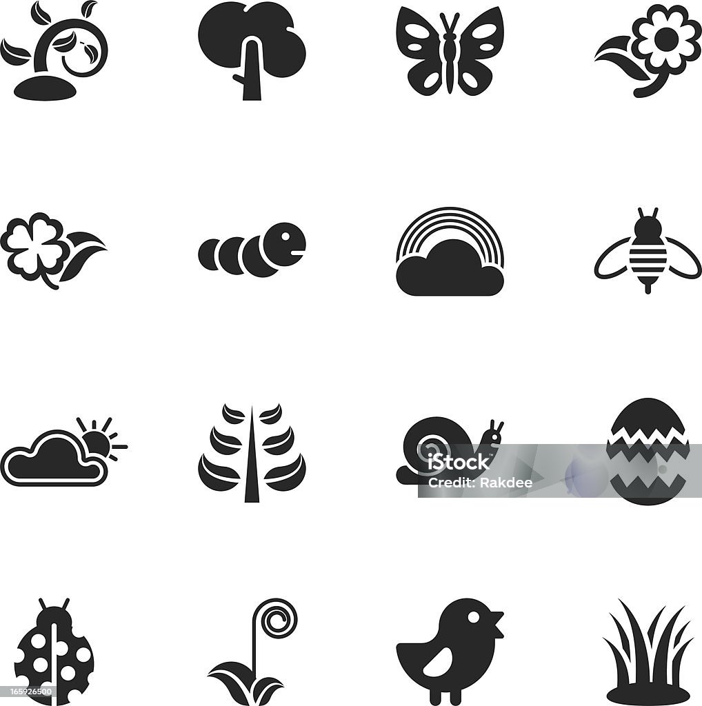 Ícones de silhueta de Primavera temporada - Royalty-free Símbolo de ícone arte vetorial