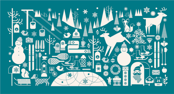 Christmas landscape. ZIP includes large JPG (CMYK) with transparent background