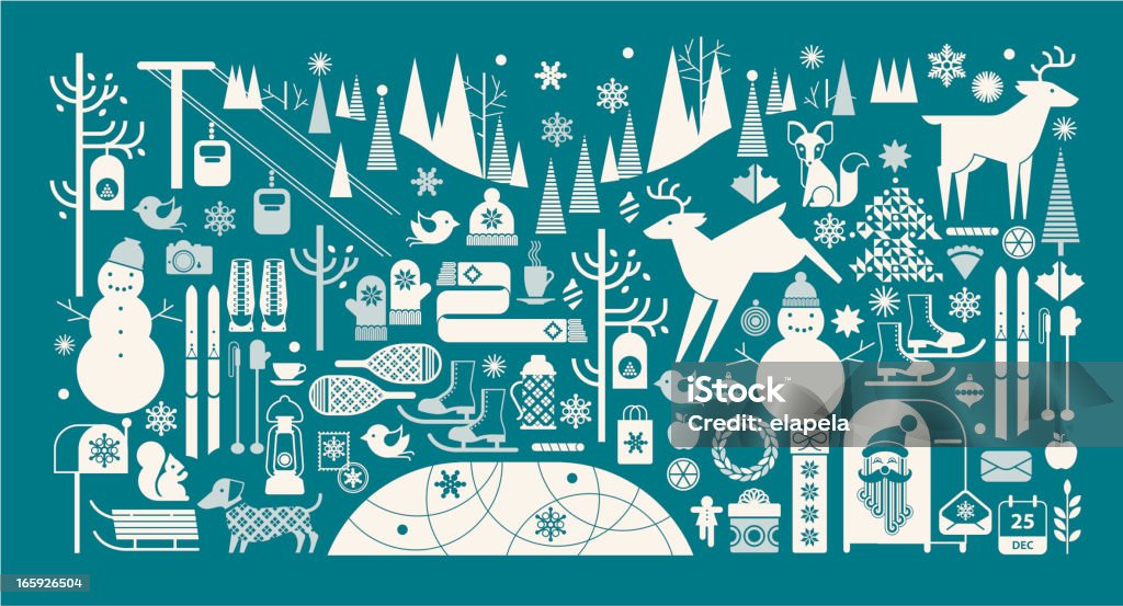 Christmas panoramic composition Christmas landscape. ZIP includes large JPG (CMYK) with transparent background Winter stock vector