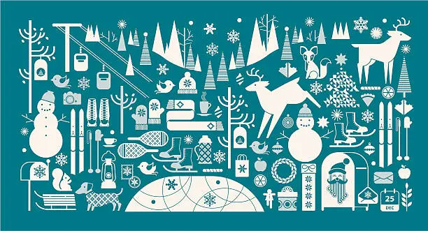 Vector illustration of Christmas panoramic composition