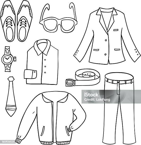 Men Fashion In Black And White Stock Illustration - Download Image Now - Belt, Sketch, Jacket